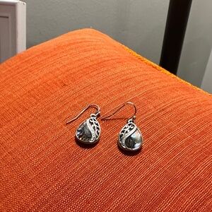 Whimsical Silver and Black Teardrop Earrings